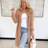 Dusty Nude Duster Knit Button Shacket