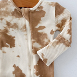 Almond Tie Dye Waffle Zip Footie