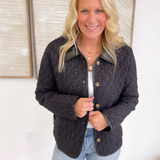 Floral Pattern Collared Button Down Jacket