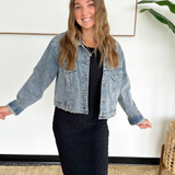 Distressed Cropped Denim Jacket