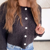 Black Soft Knit Button Cardigan