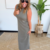 Olive Buttery Soft Sleeves Maxi Dress
