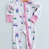 Vintage Golf Carts Pink Romper