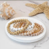 Wood Glass Basic Beaded Bracelet Set
