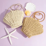 Straw Braided Seashell Bag