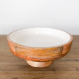 Footed Wood Fruit Bowl w/ Enamel