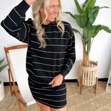 Striped Long Sleeve Drop Shoulder Pullover (2 colors)