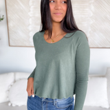 Nori Bubble Hem Long Sleeve Top