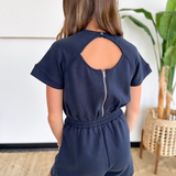 Navy Short Sleeve Romper