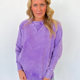 Lightweight Acid Wash Pullover-Purple