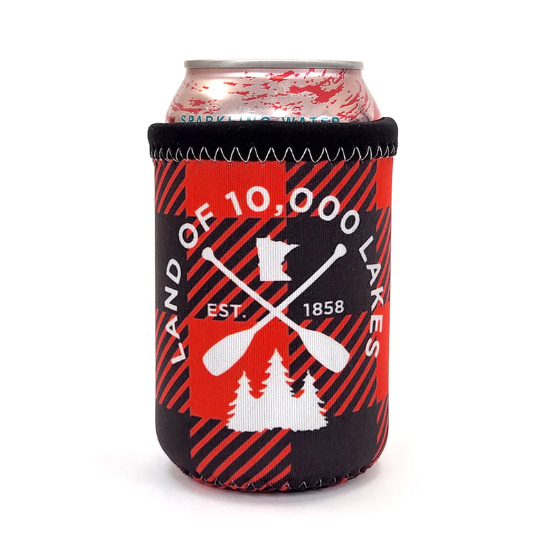 Land of 10K Lakes Plaid Can Cooler