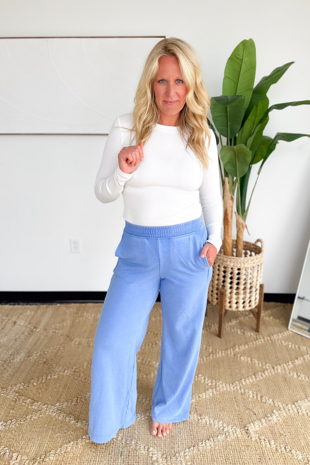 Blue Wide Leg Everyday Sweatpants