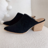 Suede Black Slip-on Heels