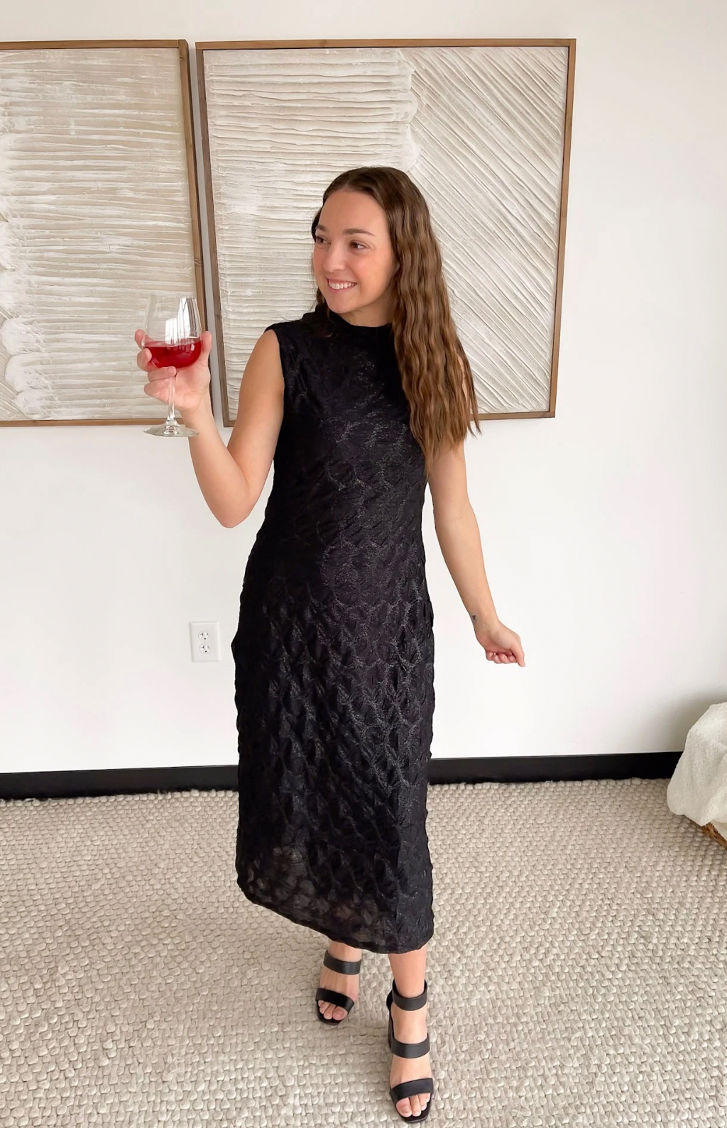 black shimmer midi dress Olivia Midi- Black Shimmer