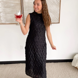 Black Shimmer Sleeveless Midi Dress