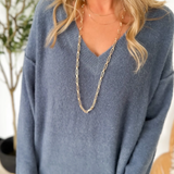 Relaxed Blue V-Neck Sweater