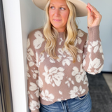 Karsyn Textured Taupe Floral Sweater