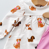 Sweatshirt & Jogger Set-Ruffle Pink Dogs
