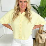 Yellow Button Short Sleeve Cardigan