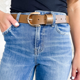 Four Accent Ring Gold Buckle Belt