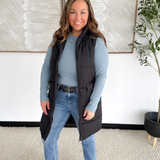 Black Long Puffer Vest