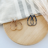 Wood Teardrop Beaded Earrings