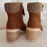 Lace Up Brown Wedged MIA Boots