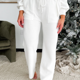 Molly Elastic Waist Knit Pants-White