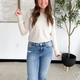 Oatmeal Striped Long Sleeve Top