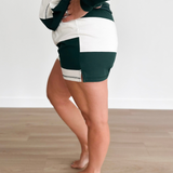 Hunter Green Striped Elastic Waistband Short