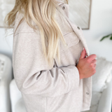 Brielle Snap Button Solid Oatmeal Shacket