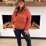 Rust Quilted Contrast 1/2 Zip Pullover