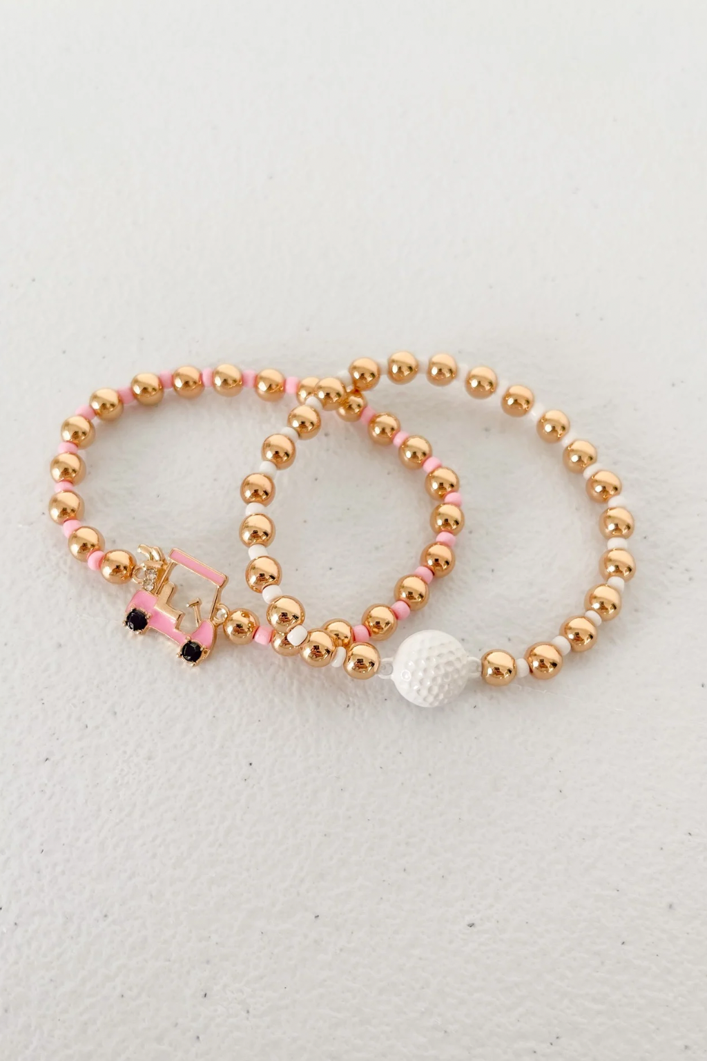 Gold & Golf 2 Beaded Bracelet Stack