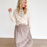 Beige 1/2 Button Long Sleeve Sweater