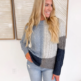 Color Block Cable Knit Sparkle Sweater (2 colors)