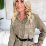 Jessie Button Front Olive Dress