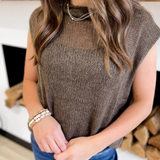 Ash Brown Sleeveless Knit Sweater Top