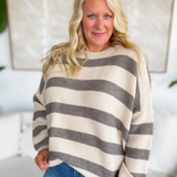 Jovie Striped Relaxed Fit Sweater-Curvy