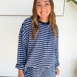 Blue & Navy Striped Lounge Top