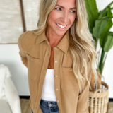 Soft Knit Button Down Taupe Top