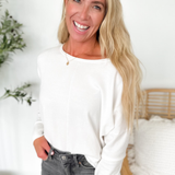 Ivory Drop Shoulder Knit Top