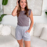 Madison Grey Striped Elastic Waist Shorts