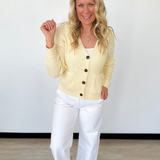 Relaxed Butter Yellow Button Up Cardigan