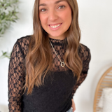 Mock Neck Lace Long Sleeve Top