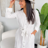 Amy Button UP Striped Dress