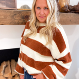 Harper Ivory/Camel Striped Fuzzy Sweater