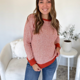 Rust & Ivory Pinstripe Knit Sweater