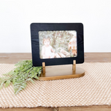 Black Wood 5" x 7" Picture Frame on Gold Stand