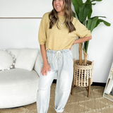 Madison Elastic Waistband Barrel Leg Jeans