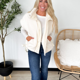 Cream Fleece Button Vest